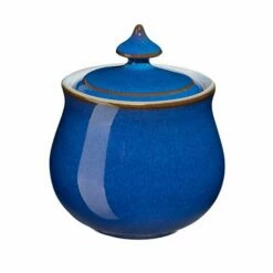 Denby Imperial Blue Covered Sugar Bowl | Elegant Tableware for Tea & Coffee