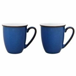 Denby Imperial Blue 2 Piece Coffee Beaker & Mug Set - Premium Stoneware Drinkware