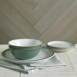 Denby Regency Green 12 Piece Tableware Set - Elegant Dinnerware for Stylish Dining -HARTS OF STUR Sales 002041958 Denby Regency Green 12 Piece Tableware Set 1