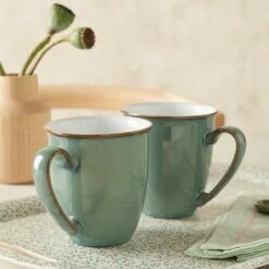 Denby Regency Green Set of 2 Stoneware Mugs - Elegant & Durable Drinkware -HARTS OF STUR Sales 002042018 Denby Regency Green Set Of 2 Mugs 4