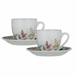 Kensington Meadow Set of 2 Elegant Cups & Saucers - Perfect for Tea or Coffee