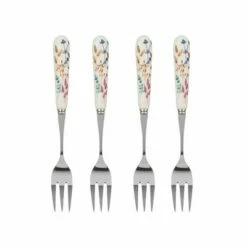 Price & Kensington Meadow Set of 4 Elegant Cake Forks - Stainless Steel Cutlery
