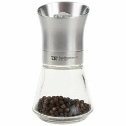 T&G CrushGrind Tip Top Stainless Steel Pepper Mill - Premium Adjustable Tableware for Salt & Pepper