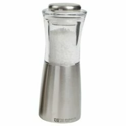 T&G CrushGrind Apollo Brushed Stainless Steel & Acrylic Salt Mill - Premium Tableware for Modern Kitchens