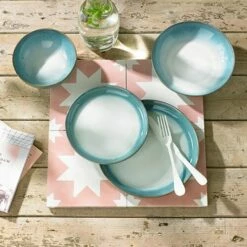 Denby Azure Haze Medium Coupe Plate - Premium Stoneware Tableware -HARTS OF STUR Sales 123012004 Denby Azure Medium Coupe Plate 2