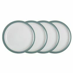 Denby Azure 4 Piece Dinner Plate Set - Premium Stoneware Tableware