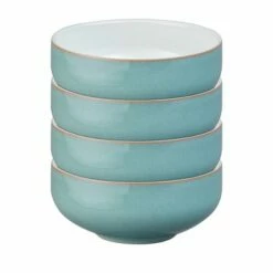 Denby Azure 4 Piece Cereal Bowl Set - Premium Stoneware Tableware
