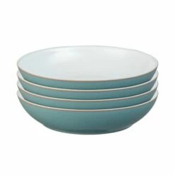 Denby Azure 4 Piece Pasta Bowl Set - Premium Stoneware Tableware