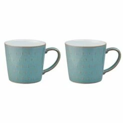 Denby Azure 2 Piece Cascade Mug Set - Premium Stoneware Drinkware