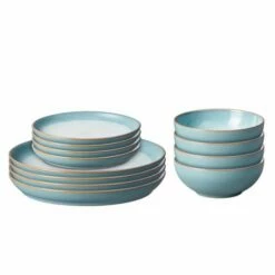 Denby Azure Haze 12 Piece Coupe Tableware Set - Premium Stoneware Dinner Set -HARTS OF STUR Sales 123042958 Denby Azure Haze 12 Piece Coupe Tableware Set 2