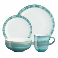 Denby Azure Coast 16 Piece Tableware Set - Premium Stoneware Dinner Set for Stylish Dining