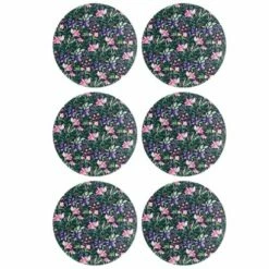 Denby Dark Floral Round Placemats - Set of 6 | Premium Table Mats for Stylish Dining