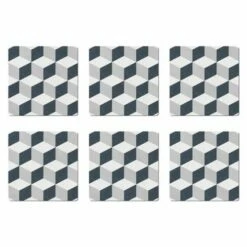 Denby Grey Geometric Square Set Of 6 Placemats - Premium Tableware