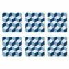 Denby Blue Geometric Square Set Of 6 Placemats - Stylish Tableware for Modern Dining -HARTS OF STUR Sales 151018730 Denby Blue Geometric Square Set Of 6 Placemats
