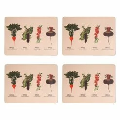 RHS Benary Vegetables Set of 4 Placemats - Eco-Friendly Table Mats for Dining