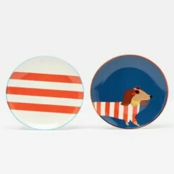 Joules Brightside Dachshund Set Of 2 Side Plates - Stylish Tableware for Dog Lovers