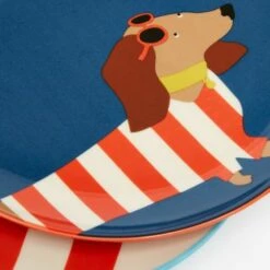 Joules Brightside Dachshund Set Of 2 Side Plates - Stylish Tableware for Dog Lovers -HARTS OF STUR Sales 218317STRIPEDACH Joules Brightside Dachshund Set Of 2 Side Plates 4