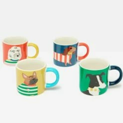 Joules Brightside Dog Set Of 4 Espresso Cups - Stylish Drinkware for Coffee Lovers