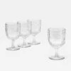 Joules Country Cottage Pressed Glass Bee Wine Glass Set Of 4 - Elegant Drinkware for Every Occasion -HARTS OF STUR Sales 218346GLASSBEE Joules Country Cottage Pressed Glass Bee Wine Glass Set Of 4