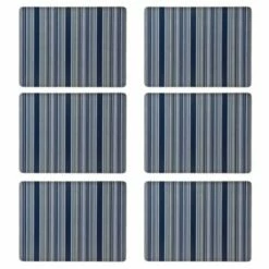 Denby Set Of 6 Black Stripe Cork Backed Placemats - Premium Table Mats for Stylish Dining