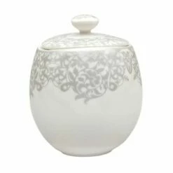 Denby Monsoon Filigree Silver Covered Sugar Bowl - Elegant Tableware for Tea & Coffee