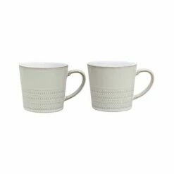 Denby Natural Canvas 2 Piece Textured Mug Set - Premium Stoneware Drinkware