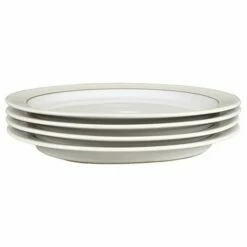 Denby Natural Canvas 4 Piece Dinner Plate Set - Premium Stoneware Tableware