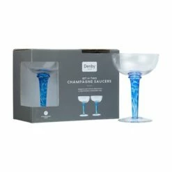 Denby Imperial Blue Set Of 2 Champagne Saucers - Elegant Drinkware for Celebrations -HARTS OF STUR Sales 400013512 Denby Imperial Blue Set Of 2 Champagne Saucers 1