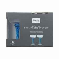 Denby Imperial Blue Set Of 2 Champagne Saucers - Elegant Drinkware for Celebrations -HARTS OF STUR Sales 400013512 Denby Imperial Blue Set Of 2 Champagne Saucers 2