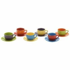 BIA Set of 6 Espresso Cups & Saucers - Assorted Colours | Premium Drinkware