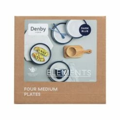 Denby Elements Dark Blue Set Of 4 Medium Plates | Premium Tableware -HARTS OF STUR Sales 405041004 Denby Elements Dark Blue Set Of 4 Medium Plate 2