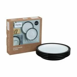 Denby Elements Black Set Of 4 Dinner Plates - Premium Stoneware Tableware -HARTS OF STUR Sales 406040005 Denby Elements Black Set Of 4 Dinner Plates 1