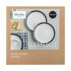 Denby Elements Black Set Of 4 Dinner Plates - Premium Stoneware Tableware -HARTS OF STUR Sales 406040005 Denby Elements Black Set Of 4 Dinner Plates 2
