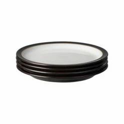 Denby Elements Black Set Of 4 Medium Plates - Premium Tableware for Modern Dining