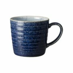 Denby Studio Blue Cobalt/Pebble Ridged Mug - Premium Stoneware Drinkware