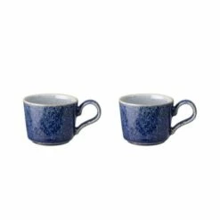 Denby Studio Blue Brew Set Of 2 Espresso Cups | Premium Stoneware Drinkware