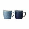 Denby Studio Blue 2 Piece Ridged Mug Set - Premium Stoneware Drinkware -HARTS OF STUR Sales 411040616 Demby Studio Blue 2 Piece Ridged Mug Set