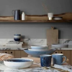 Denby Studio Blue 2 Piece Ridged Mug Set - Premium Stoneware Drinkware -HARTS OF STUR Sales 411040616 Demby Studio Blue 2 Piece Ridged Mug Set 4