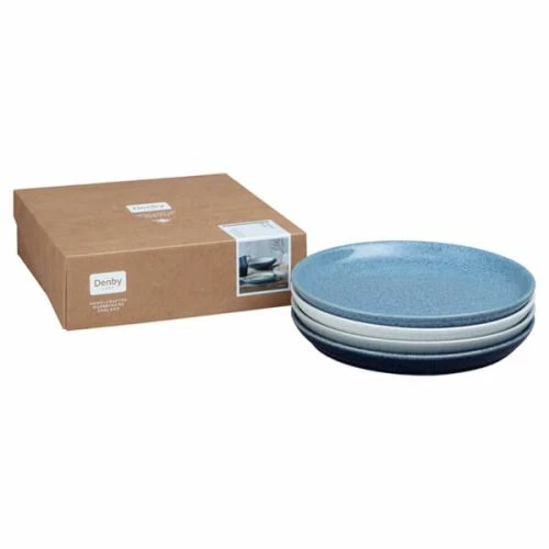 Denby Studio Blue 4 Piece Coupe Dinner Plate Set - Elegant Tableware for Modern Dining 4 Denby Studio Blue 4 Piece Coupe Dinner Plate Set - Elegant Tableware for Modern Dining - Image 2