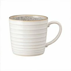 Denby Studio Grey White Ridged Mug - Premium Stoneware Drinkware