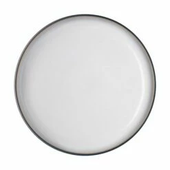 Denby Studio Grey White Medium Coupe Plate - Elegant Tableware for Everyday Dining