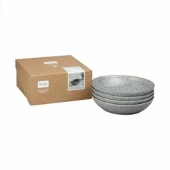 Denby Studio Grey Set of 4 Pasta Bowls - Premium Stoneware Tableware -HARTS OF STUR Sales 426040044 Denby Studio Grey Set Of 4 Pasta Bowls 3