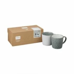 Denby Studio Grey Set Of 2 Ridged Mugs - Premium Stoneware Drinkware -HARTS OF STUR Sales 426040616 Denby Studio Grey Set Of 2 Ridged Mugs 3