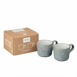 Denby Studio Grey Brew Espresso Cup Set Of 2 - Premium Stoneware Coffee Cups