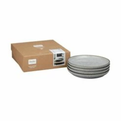 Denby Studio Grey Set Of 4 Medium Coupe Plates - Premium Stoneware Tableware -HARTS OF STUR Sales 426042004 Denby Studio Grey Set Of 4 Medium Coupe Plates 3