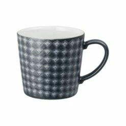 Denby Impression Charcoal Diamond Large Mug - Premium Stoneware Drinkware