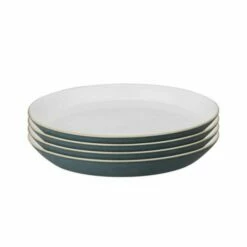 Denby Impression Charcoal 4 Piece Medium Plate Set - Premium Tableware for Modern Dining