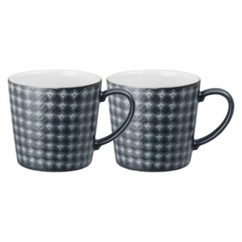 Denby Impression Charcoal Set of 2 Diamond Large Mugs - Premium Stoneware Drinkware 3 Denby Impression Charcoal Set of 2 Diamond Large Mugs - Premium Stoneware Drinkware