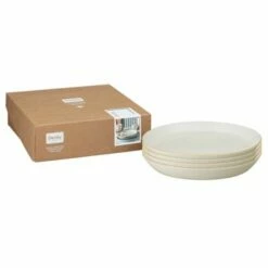 Denby Impression Cream 4 Piece Spiral Dinner Plate Set - Elegant Tableware for Modern Dining -HARTS OF STUR Sales 438042555 Denby Impression Cream Set Of 4 Spiral Dinner Plates 2