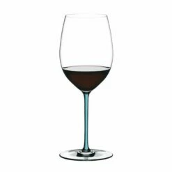 Riedel Hand Made Fatto A Mano Cabernet/Merlot Wine Glass - Turquoise | Premium Crystal Drinkware -HARTS OF STUR Sales 49000 T Riedel Hand Made Fatto A Mano Cabernet Merlot Turquoise 1
